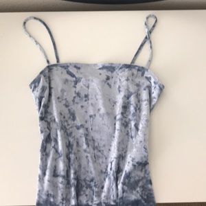 Light Blue Velvet Body Suit Tank Top